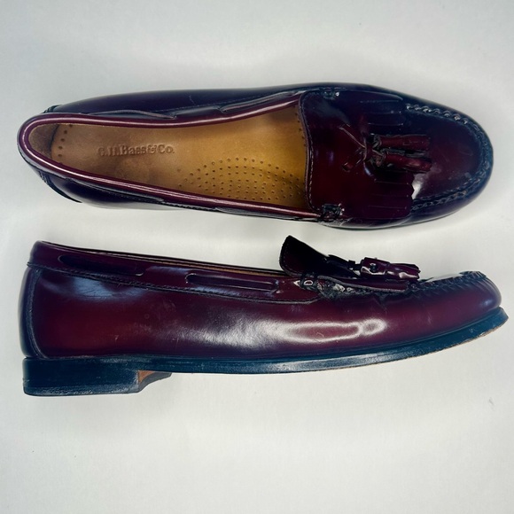 G.H. Bass Weejuns Burgundy Wine Leather Loafers, 8 - Picture 11 of 13